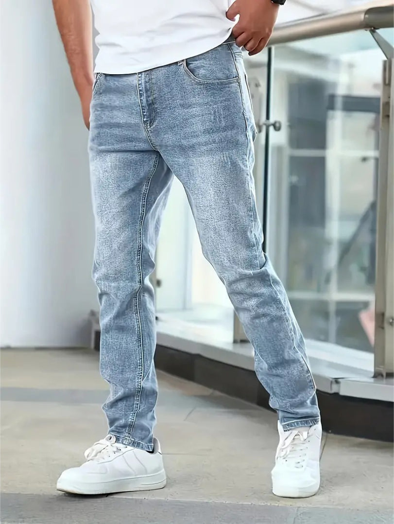 Straight-Leg Jeans with a Washed Effect