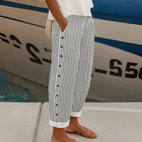 Pantalon rayé à boutons