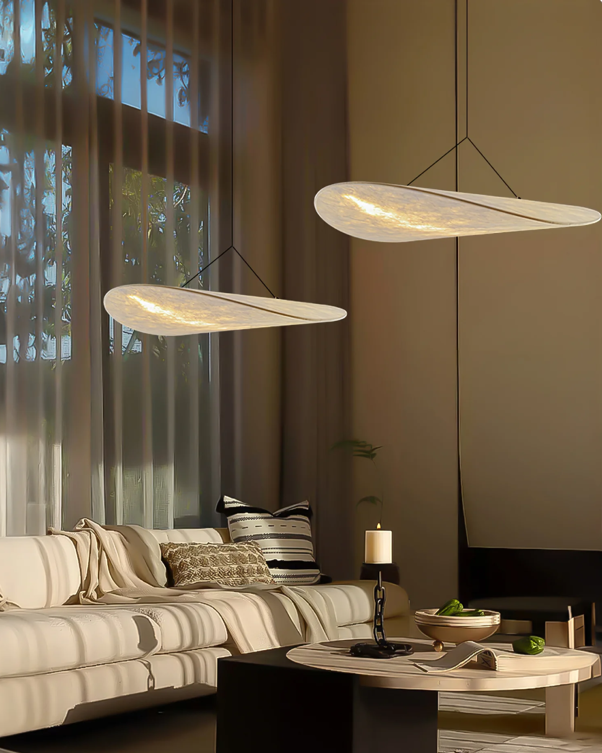 Subtle Japandi Lamp with a Light Eclipse Effect