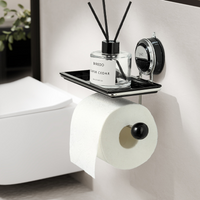 Porte-papier toilette à ventouse avec effet bois - Acier inoxydable sans perçage, installation facile sur les surfaces lisses