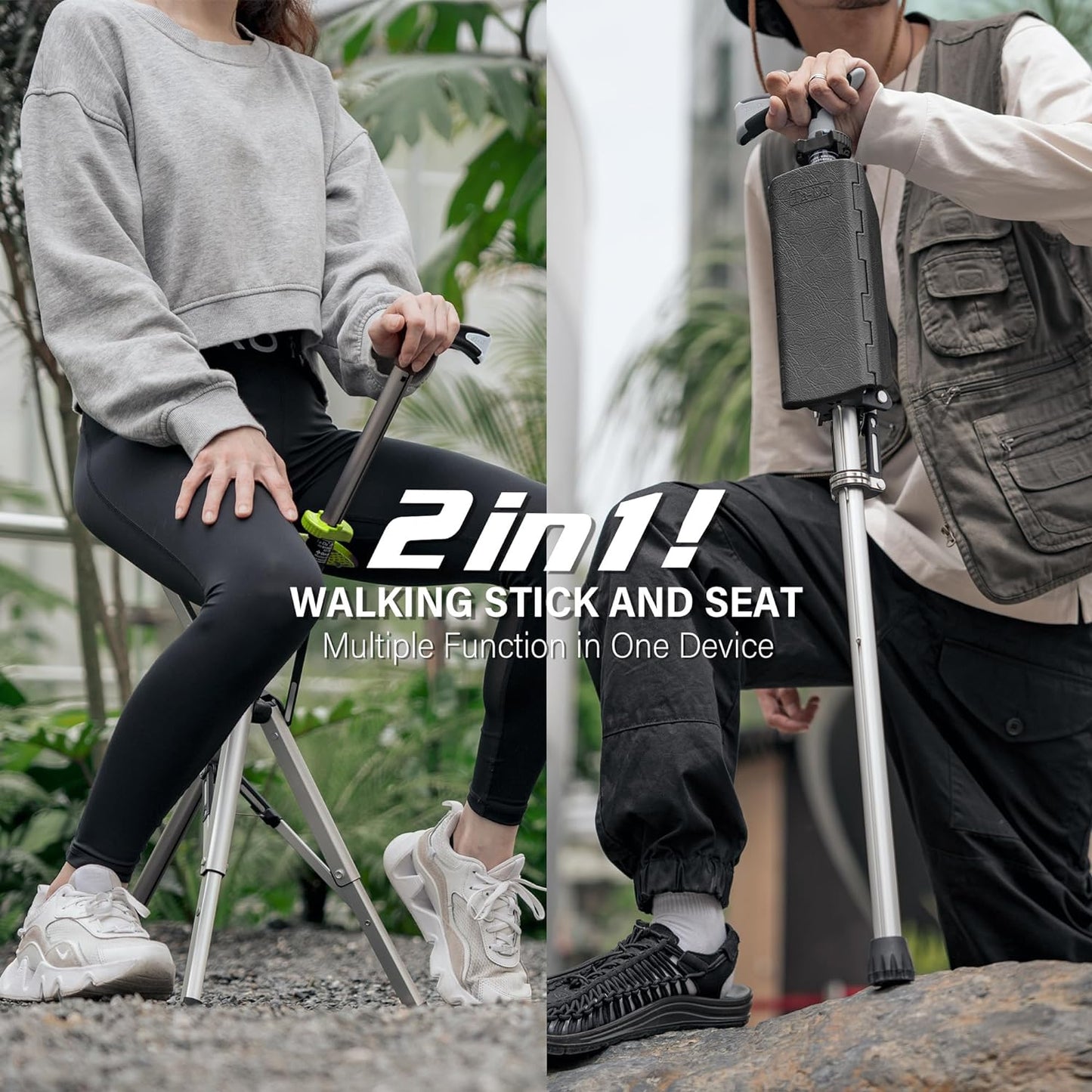 TerraNest Hiking Pole With Built-In Seat for Breaks