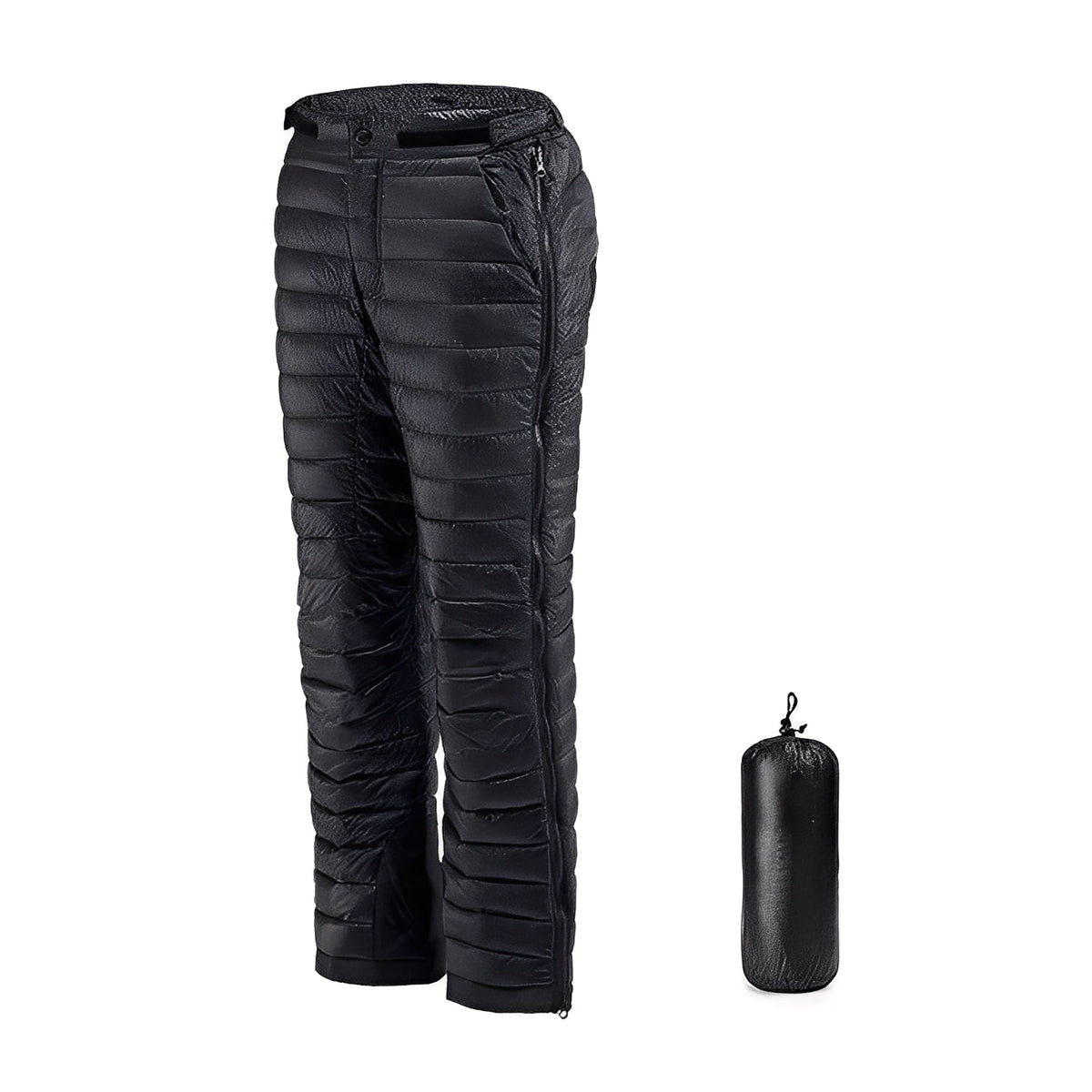 Pantalon thermique d’extérieur de randonnée et de ski en duvet d’oie avec fermeture à glissière