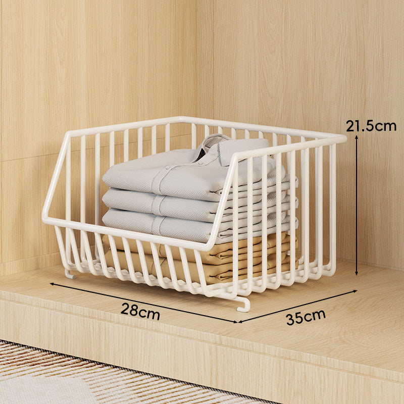 Three-Tier Stackable Wire Closet Basket Organizer