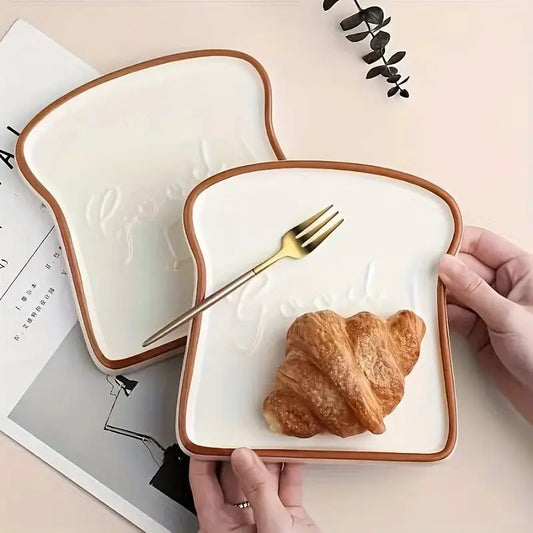 Assiette en céramique en forme de toast