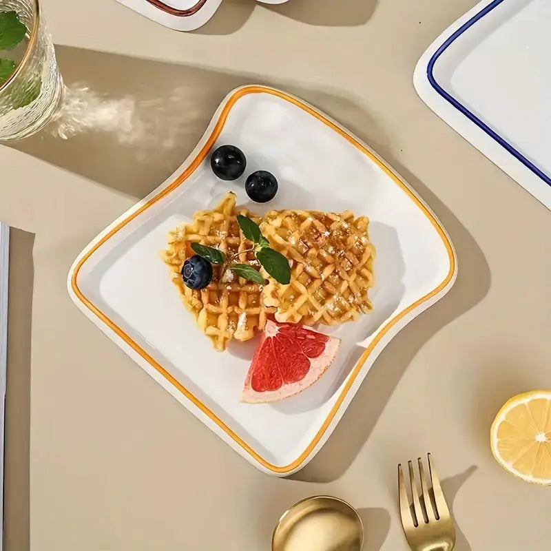 Assiette en céramique en forme de toast