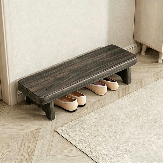 Traditional Vintage Solid Wood Rectangular Shoe Bench for Living Room