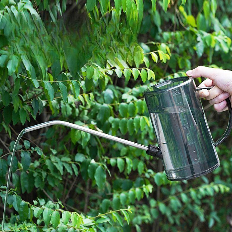Arrosoir transparent gradué pour plantes d’intérieur avec long bec verseur en col de cygne