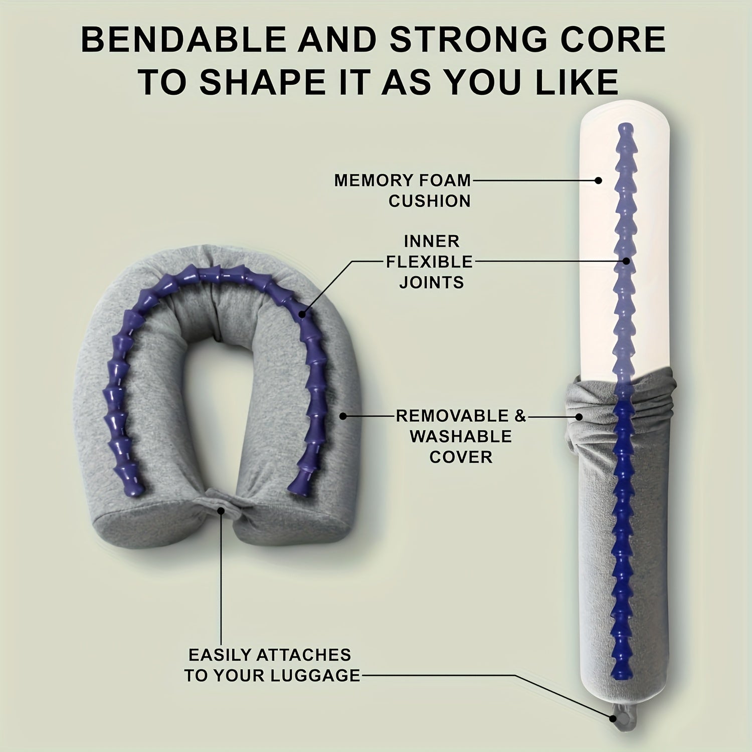 TravelEase Adjustable Travel Pillow – Support and Comfort