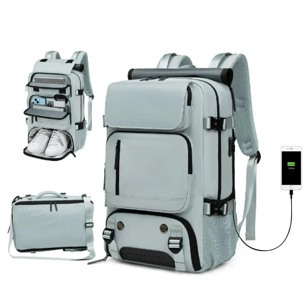 TRAVELMAX Pack - Large waterproof travel backpack with USB port