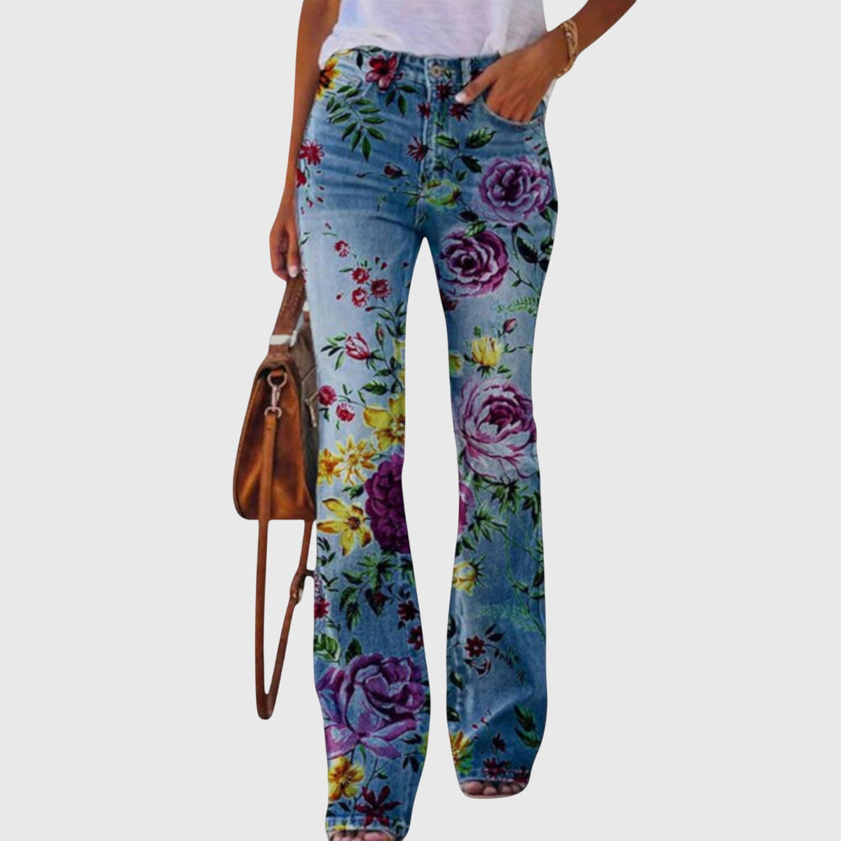 Pantalon à imprimés floraux et papillons