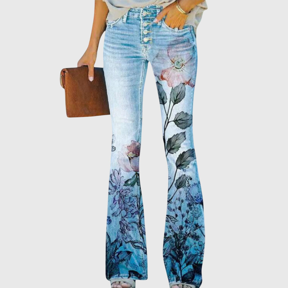 Pantalon à imprimés floraux et papillons