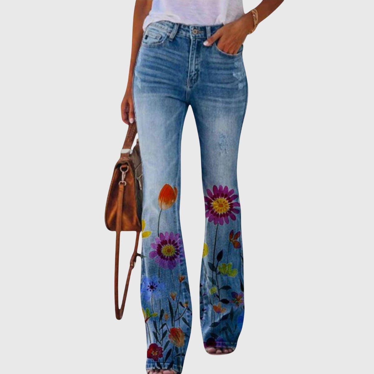 Pantalon à imprimés floraux et papillons