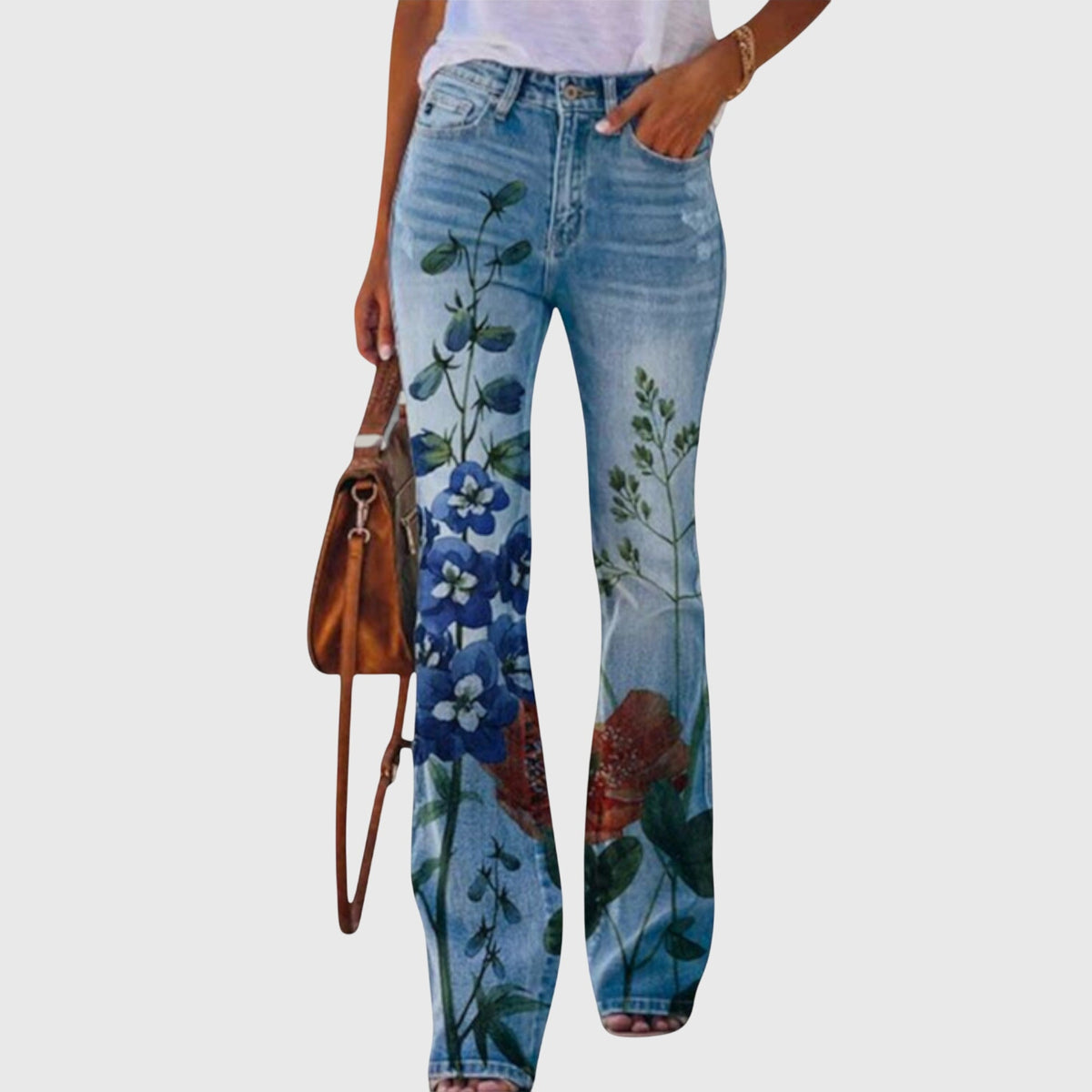 Pantalon à imprimés floraux et papillons