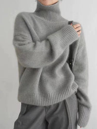 Suéter de punto con cuello alto y cálido para mujer