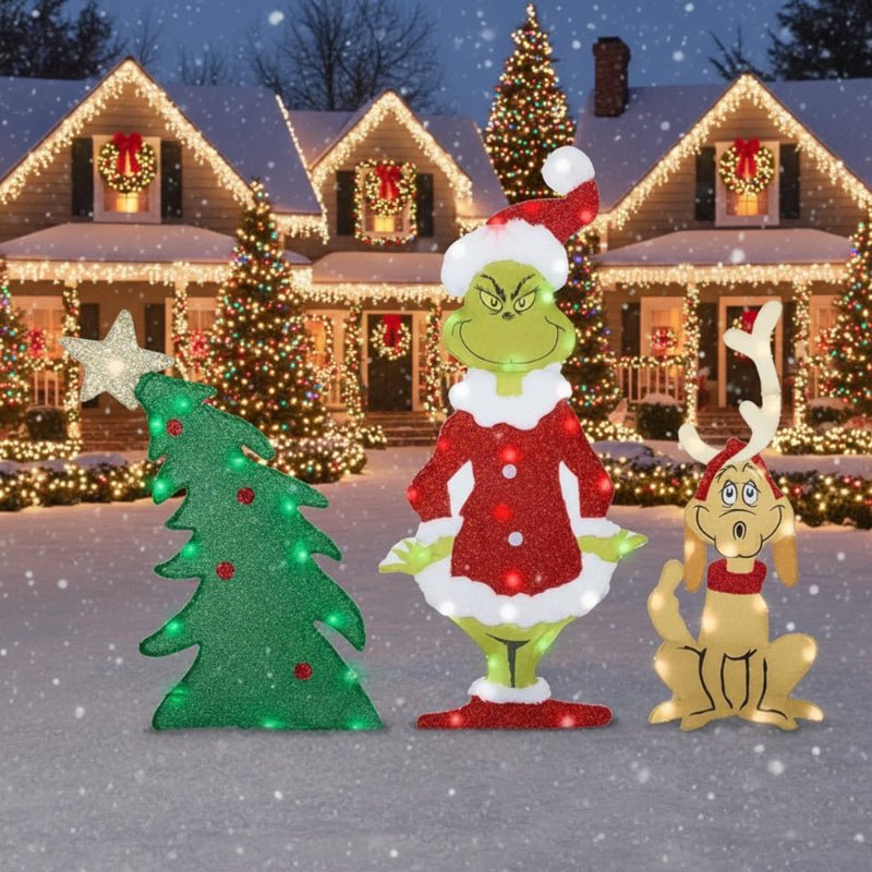 TWINKLON – Festive Grinch Garden Decoration with LED Lighting for Christmas Atmosphere Outdoors