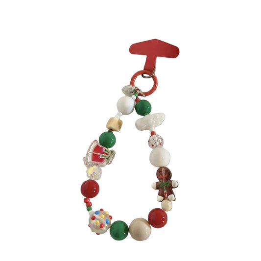 Porte-clés de Noël unisexe avec breloque perlée