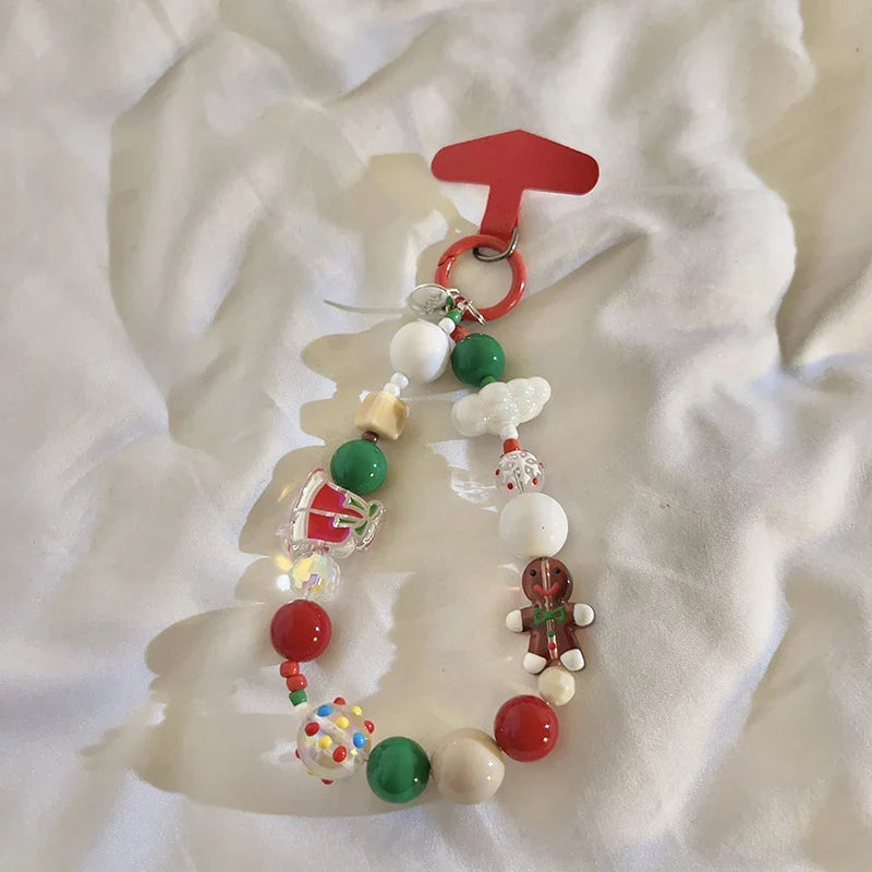 Porte-clés de Noël unisexe avec breloque perlée