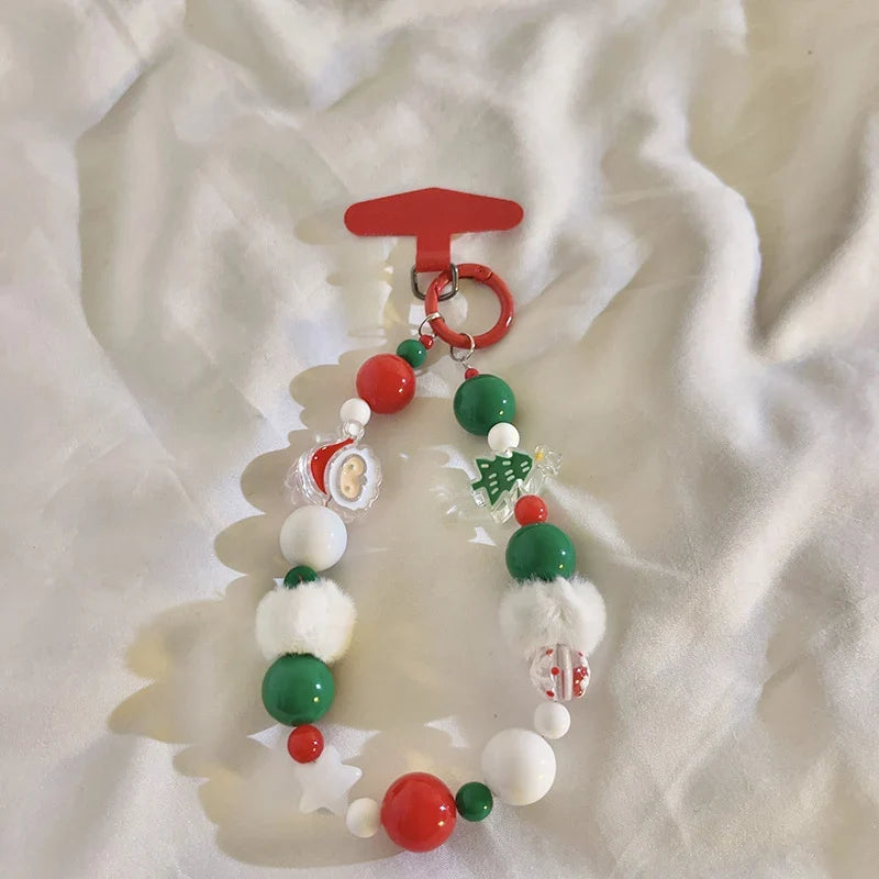 Porte-clés de Noël unisexe avec breloque perlée