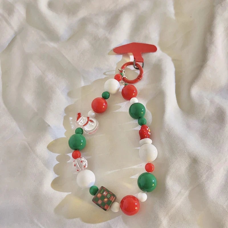 Porte-clés de Noël unisexe avec breloque perlée