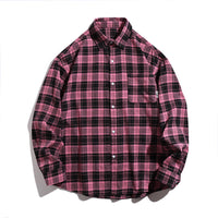 Chemise en flanelle à coupe classique unisexe, finition en coton doux et poche poitrine