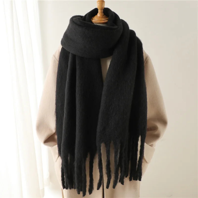 Écharpe d'hiver de luxe unisexe - Épaisse écharpe façon couverture à longues franges pour couples - Parfaite pour l'hiver