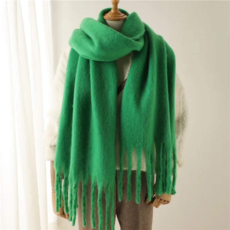 Écharpe d'hiver de luxe unisexe - Épaisse écharpe façon couverture à longues franges pour couples - Parfaite pour l'hiver