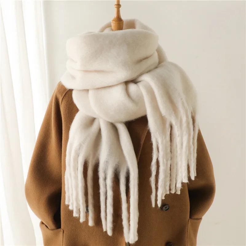 Écharpe d'hiver de luxe unisexe - Épaisse écharpe façon couverture à longues franges pour couples - Parfaite pour l'hiver