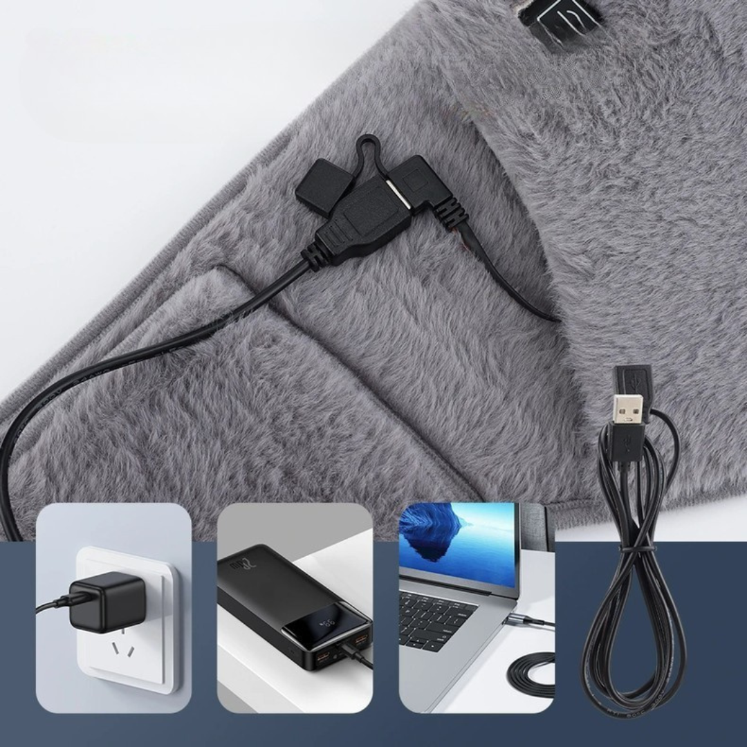 USB Heating Belt with Temperature Control – Soft Velvet for Heating the Waist and Hands, 45-65°C, Portable, 105 x 20 cm