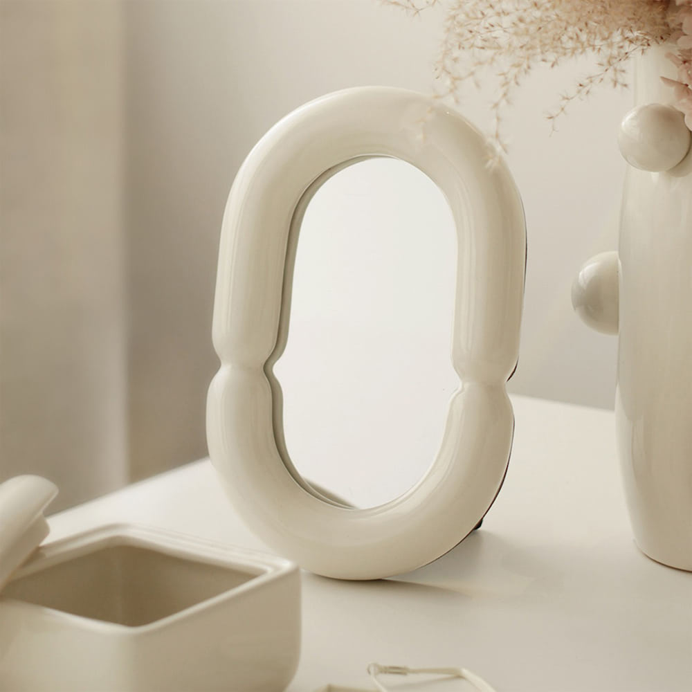 Vanilla Ceramic Makeup Mirror