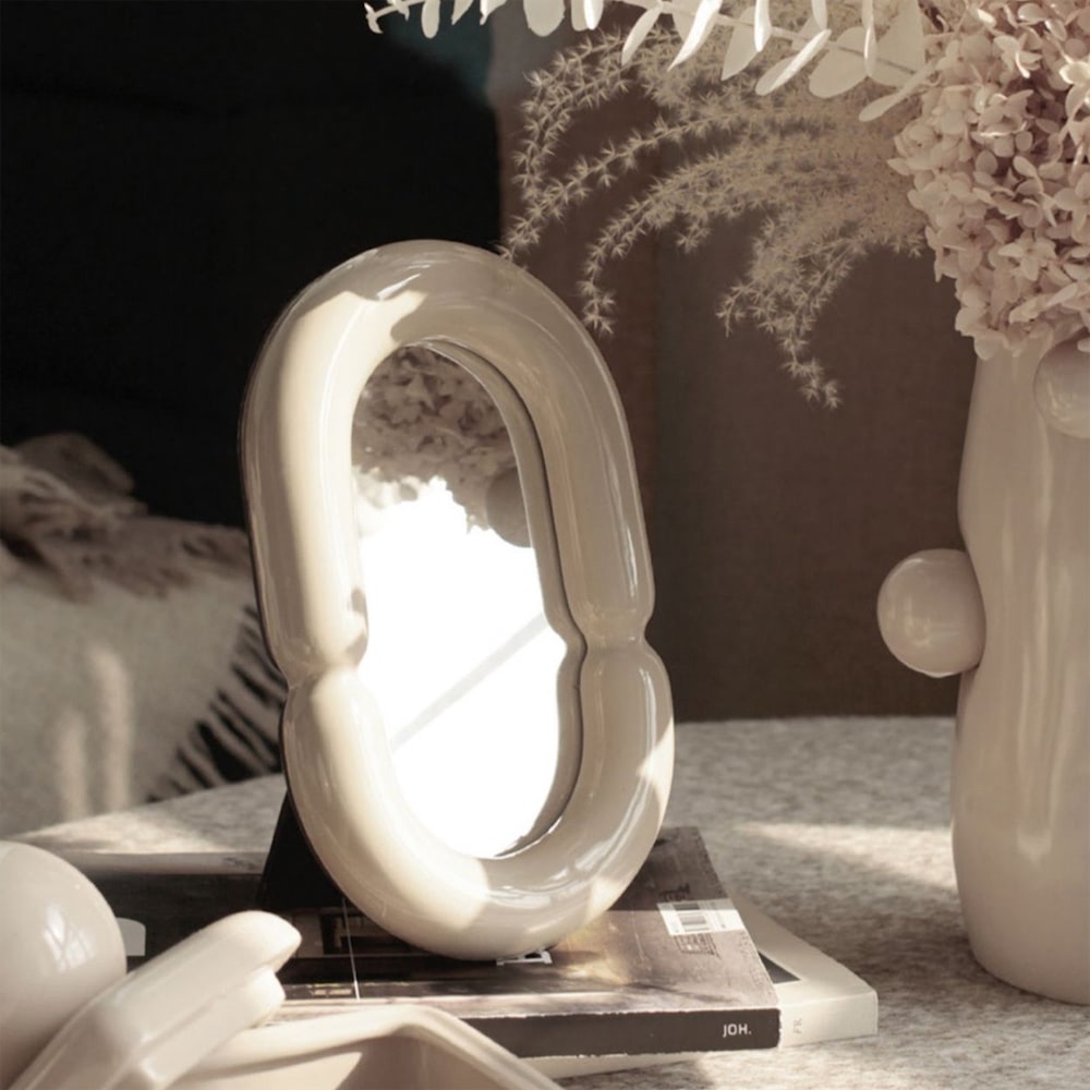 Vanilla Ceramic Makeup Mirror