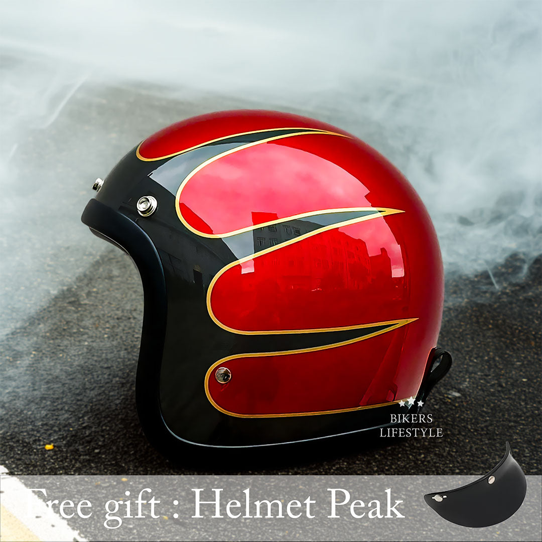 Vintage Low Profile Motorcycle Helmet DOT and ECE Certified