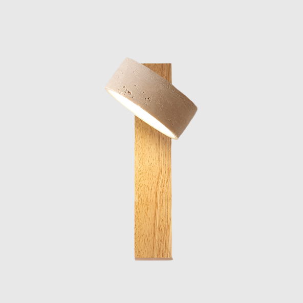 Wall Lamp Made of Travertine in Ivory Shade