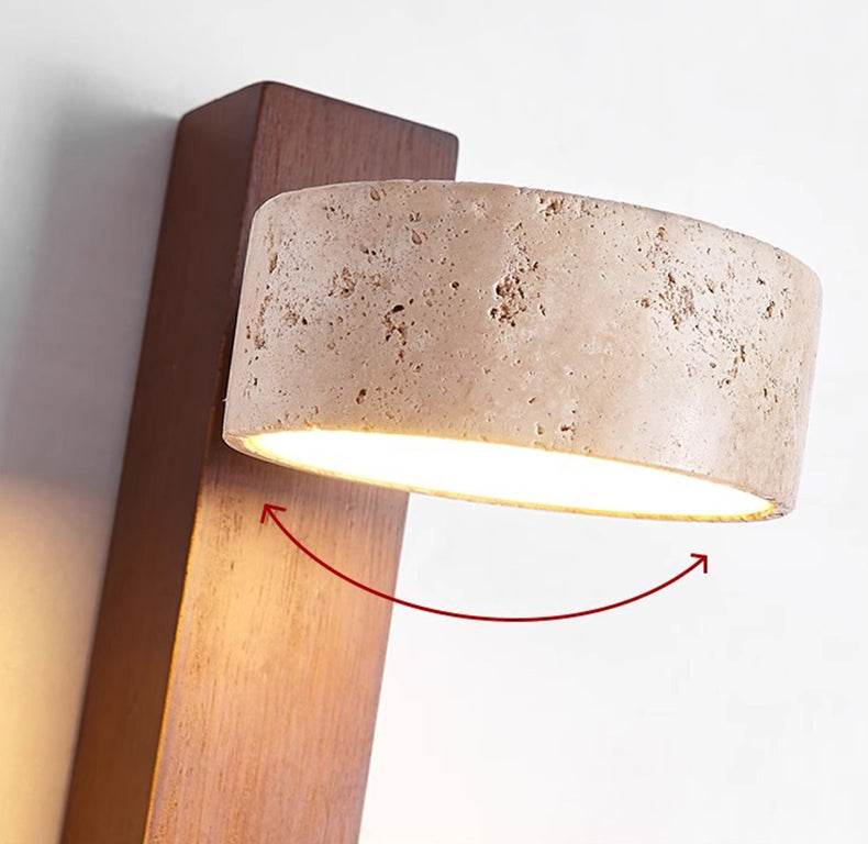 Wall Lamp Made of Travertine in Ivory Shade