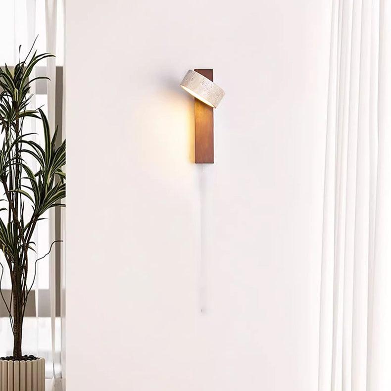 Wall Lamp Made of Travertine in Ivory Shade