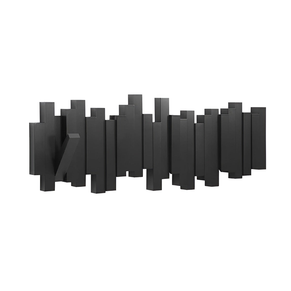 Wall-Mounted Coat Rack with Foldable Hooks and Piano-Key Mechanism