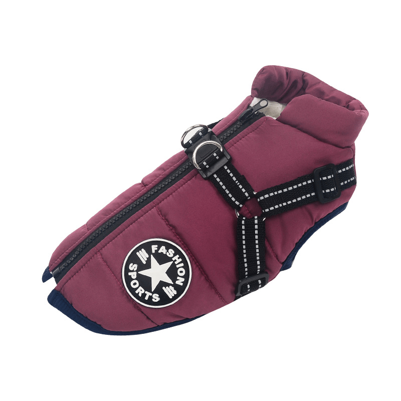 Manteau d’hiver imperméable pour chien avec harnais