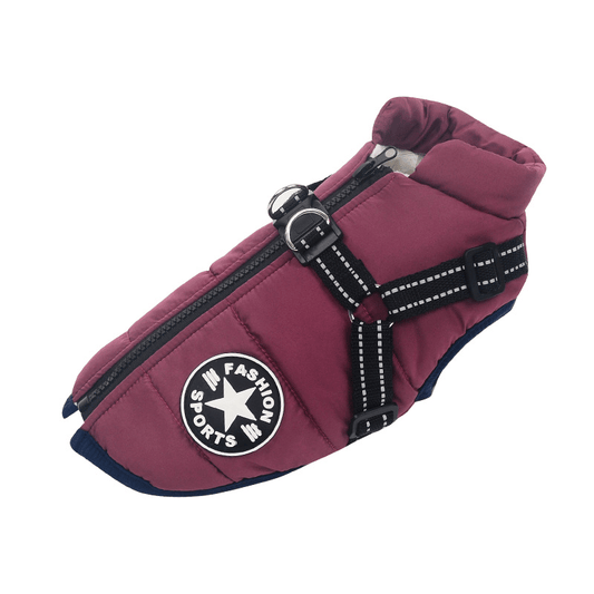 Manteau d’hiver imperméable pour chien avec harnais