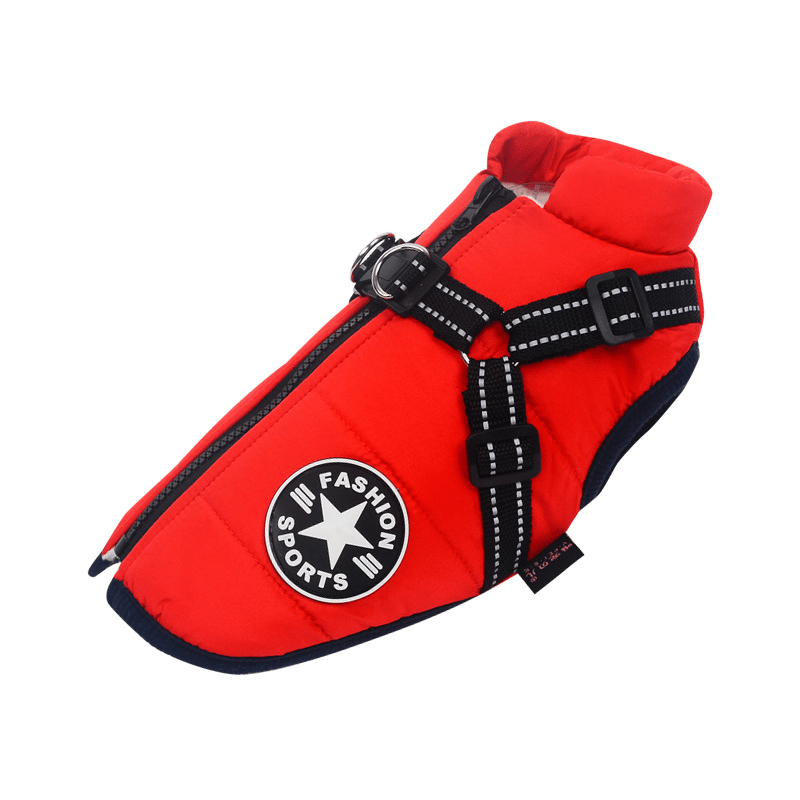 Manteau d’hiver imperméable pour chien avec harnais