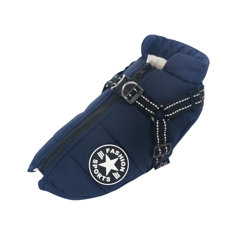 Manteau d’hiver imperméable pour chien avec harnais