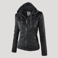 Veste à capuche en simili cuir résistante aux intempéries
