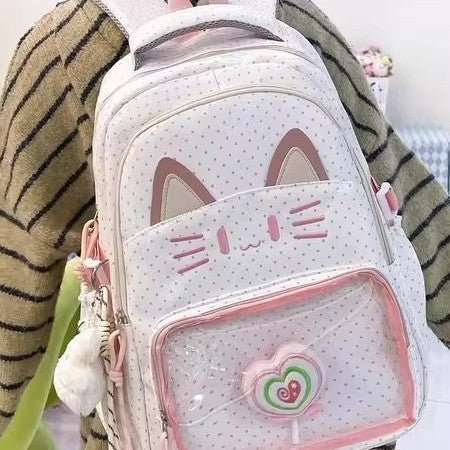 Whimsical Cat Print Backpack