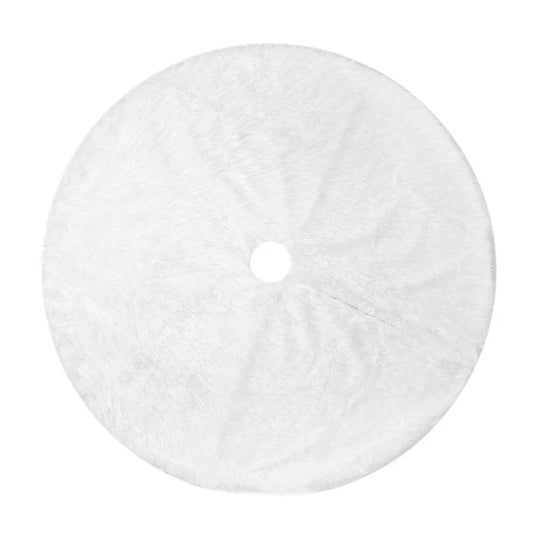 Jupe de sapin de Noël blanche en fausse fourrure à la texture moelleuse pour la décoration des fêtes