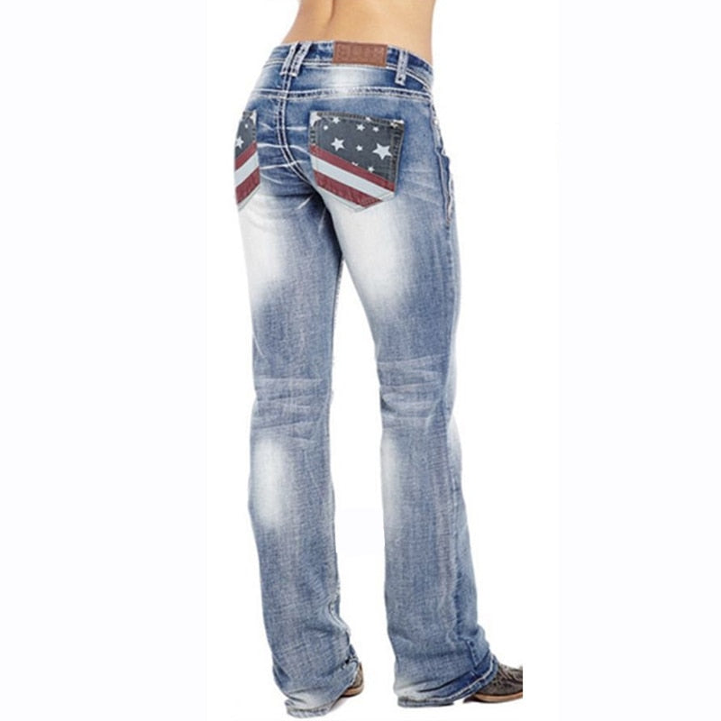 Women's Bootcut Jeans with Flag Details
