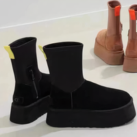 Women's Boots with Smooth Shaft and Side Zipper
