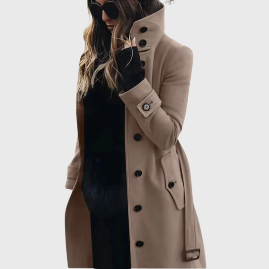 Manteau pour femme à boutons sur le devant avec col officier montant