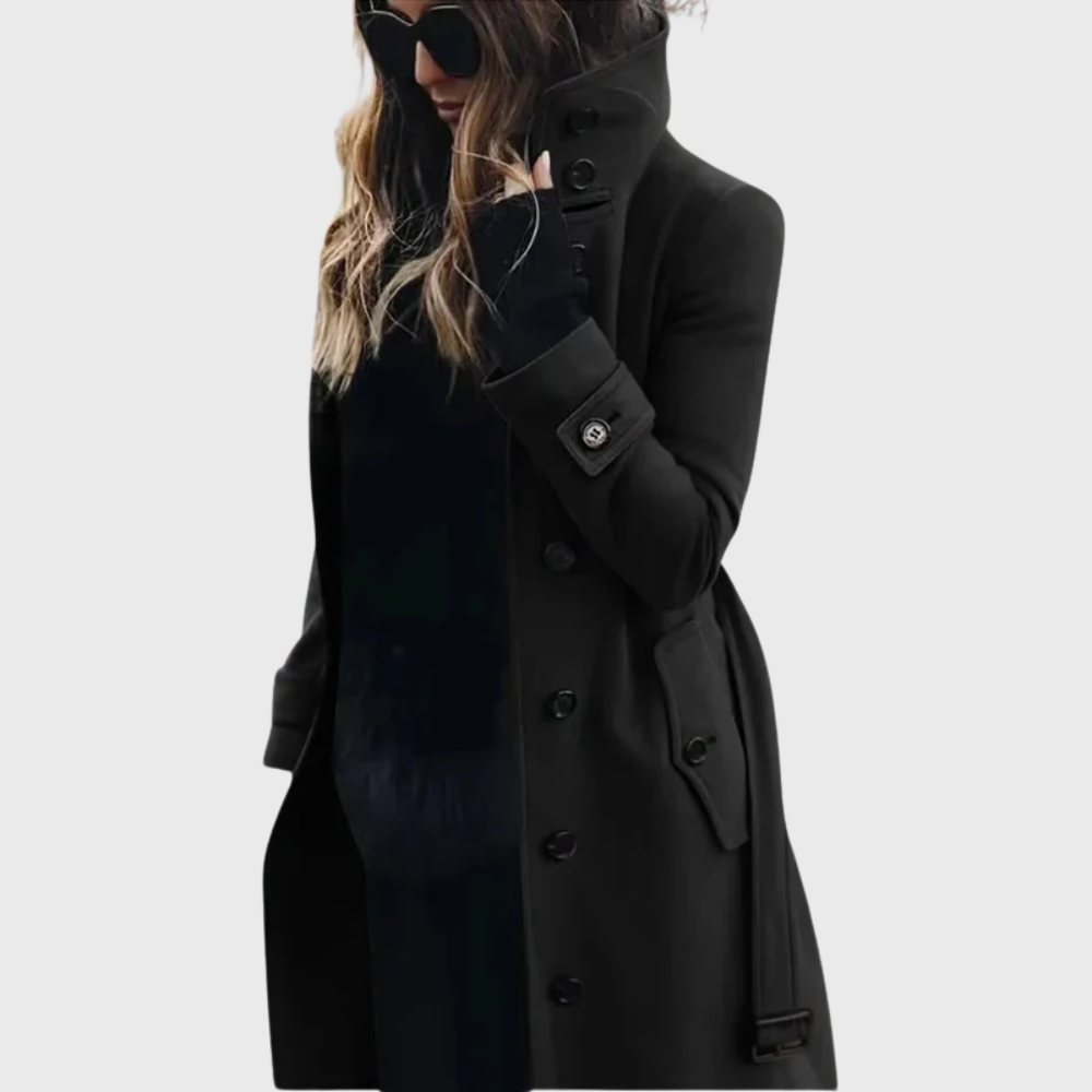 Manteau pour femme à boutons sur le devant avec col officier montant