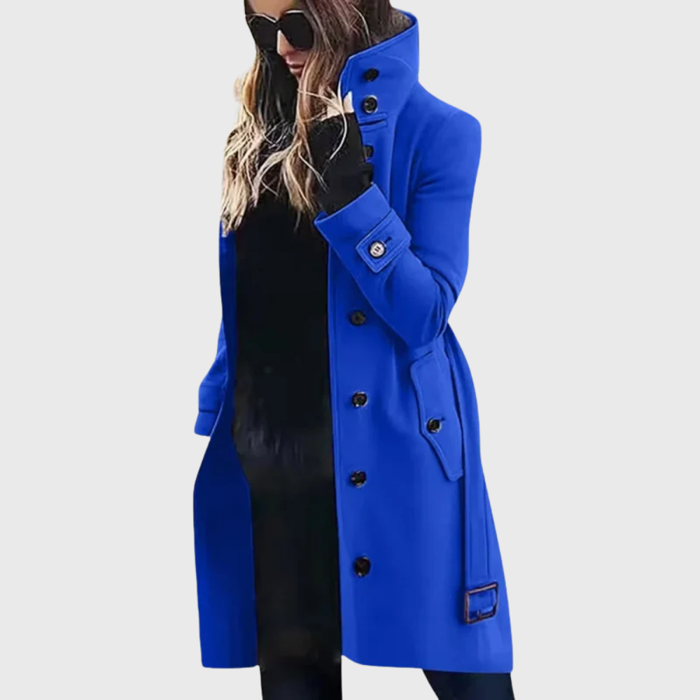 Manteau pour femme à boutons sur le devant avec col officier montant