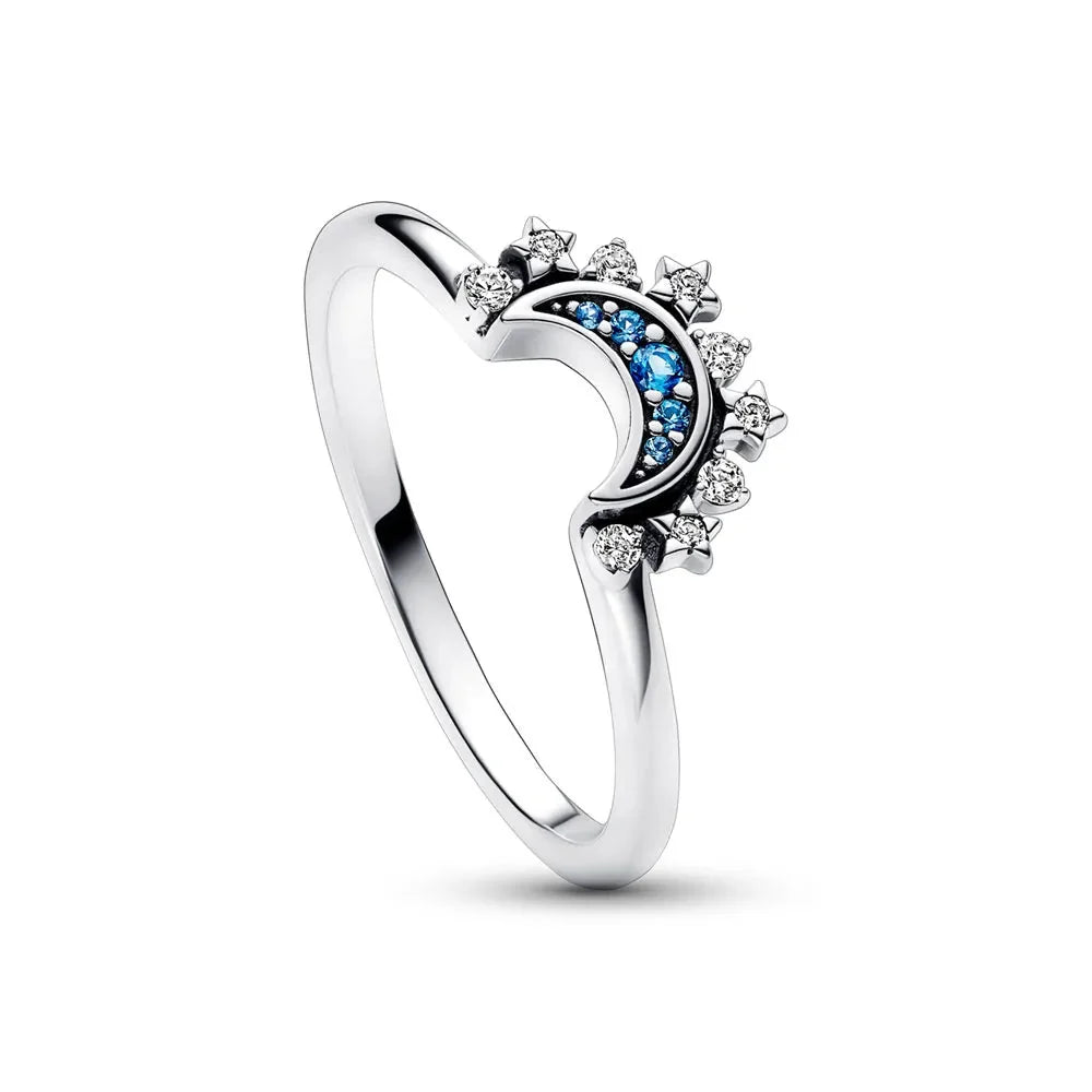 Women's Celestial Silver Ring with Crystal Sparkle