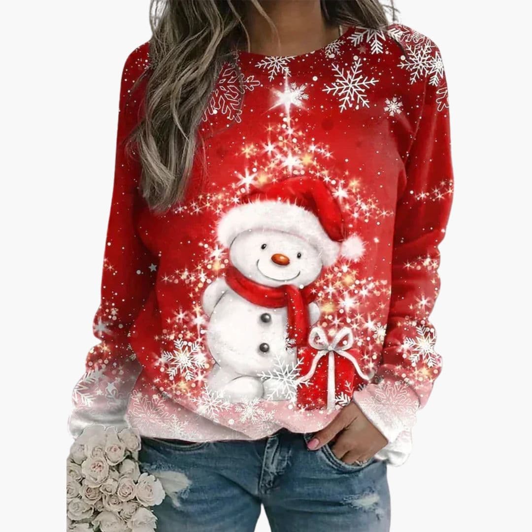 Sweat-shirt décontracté pour femme à imprimé de rennes de Noël