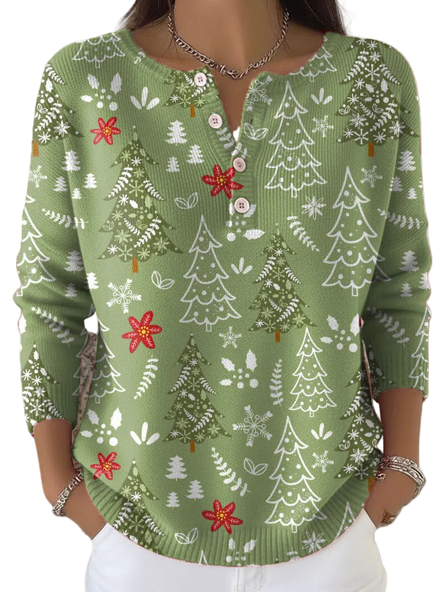 Women's Christmas Sweater with Buttons